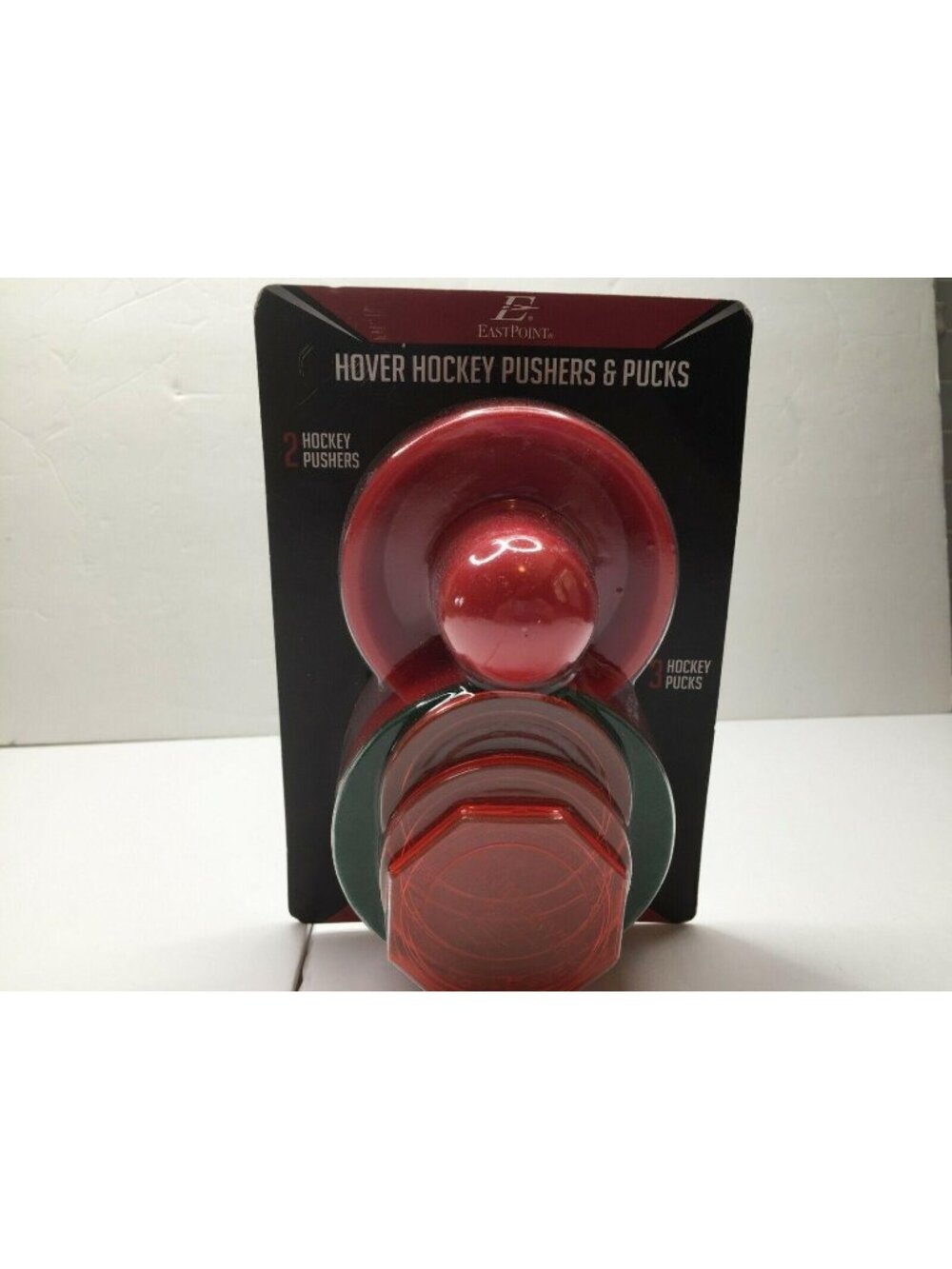 Eastpoint Air Hockey Puck 2 Pushers Two Red 3 Pucks Game